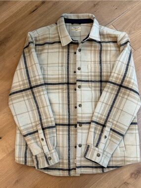 Marine Layer Cream and Navy Plaid Shacket